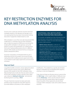 Key RestRiction enzymes foR DnA methylAtion AnAlysis