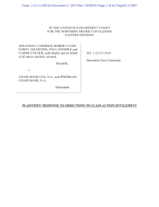 Plaintiffs' Response to Objections to Class Action Settlement