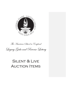 Legacy Gala and Reverse Lottery Silent & Live Auction Items