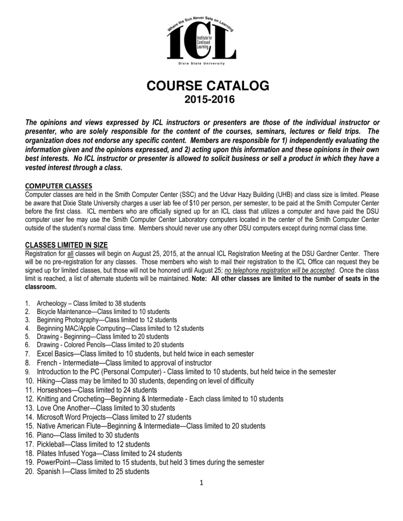 course catalog Dixie State University
