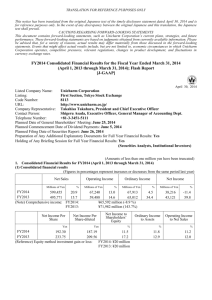 FY2014 Consolidated Financial Results for the Fiscal Year Ended