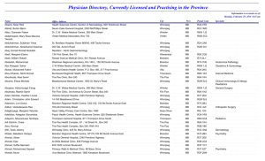 Physician Directory, Currently Licensed and Practising in