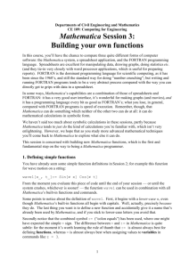 Mathematica Session 3: Building your own functions