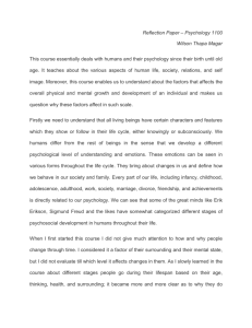 Reflection Paper – Psychology 1100 Wilson Thapa Magar This