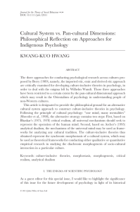 Philosophical Reflection on Approaches for Indigenous Psychology