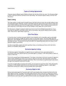 Types of Listing Agreements Open Listing One