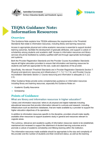 Information Resources - Tertiary Education Quality Standards Agency