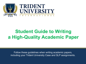 Student Guide to Writing a High-Quality Academic Paper, including
