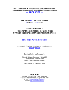 Historical Profiles of Protestant Denominations in Puerto Rico
