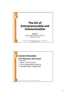 The Art of Entrepreneurship and Communication