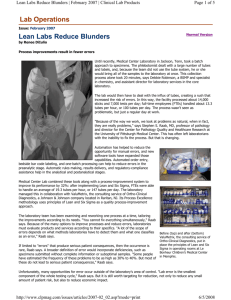 Lab Operations Lean Labs Reduce Blunders