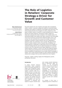 The Role of Logistics in Retailers' Corporate Strategy