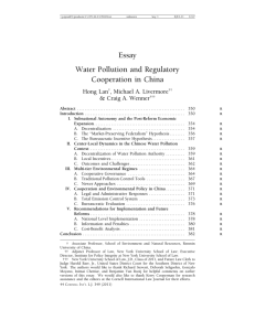 Essay Water Pollution and Regulatory Cooperation in China
