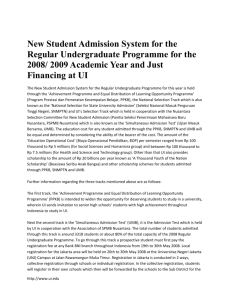 New Student Admission System for the Regular Undergraduate