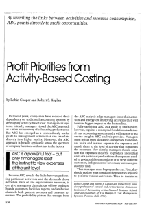 Profit Priorities from Aotivity-Based Costing