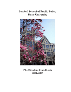 Sanford PhD Student Handbook. - Sanford School of Public Policy