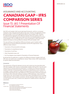 CANADIAN GAAP – IFRS COMPARISON SERIES