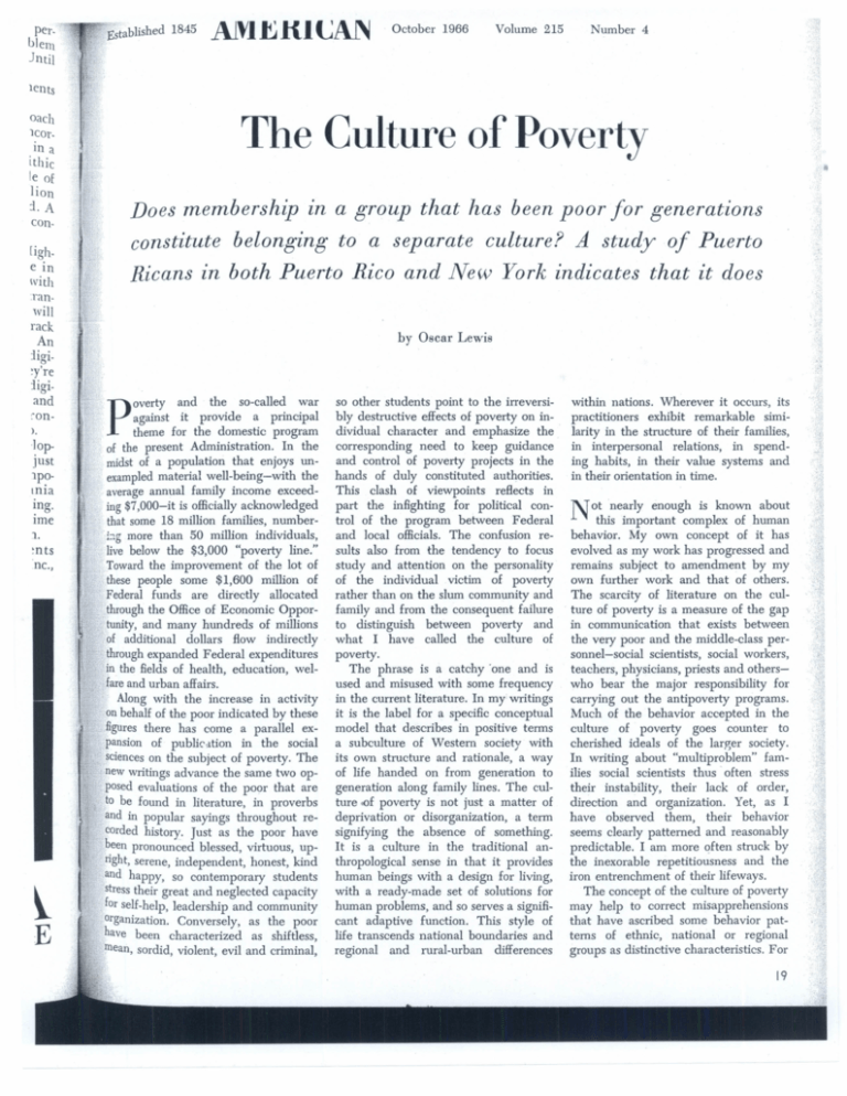 culture of poverty thesis statement
