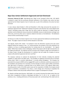 Baja Class Action Settlement Approved and Suit Dismissed