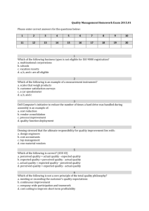 Quality Management Homework Exam 01.2015 - questions