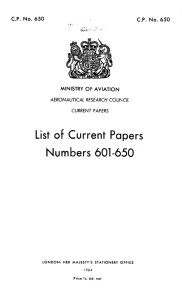 List of Current Papers Numbers. 6Ql-650.