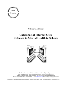 Catalogue of Internet Sites Relevant to Mental Health in Schools