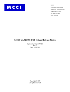 MCCI V4.34.2705 USB Driver Release Notes