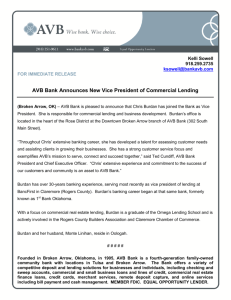 AVB Bank Announces New Vice President of Commercial Lending
