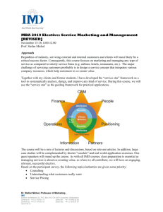 MBA 2010 Elective: Service Marketing and Management