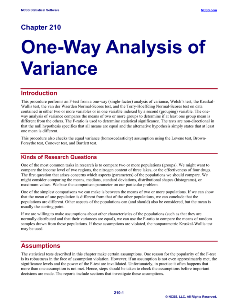 one way analysis of variance research paper