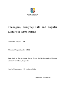 Teenagers, Everyday Life and Popular Culture in 1950s Ireland