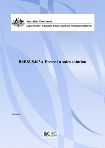 BSBSLS403A Present a sales solution