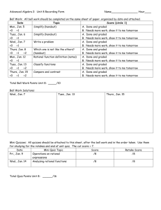 Advanced Algebra 2: Unit 8 Recording Form