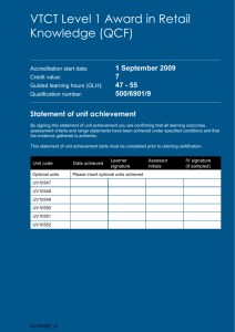 VTCT Level 1 Award in Retail Knowledge (QCF)