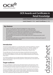 OCR Awards and Certificates in Retail Knowledge