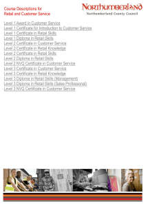 Course Descriptions for Retail and Customer Service Level 1 Award