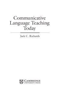 Communicative Language Teaching Today