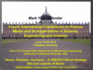 Mark Your Calendar Fourth International Conference on Porous