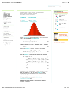 Poisson Distribution -- from Wolfram MathWorld