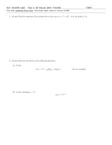 S15 MATH 1225 – Test 2 30 March 2015 NAME: CRN: