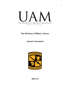 The Division of Military Science Annual Assessment 2013-14