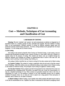 Chapter 11 Cost Methods, Techniques of Cost Accounting and
