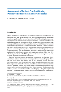 Assessment of Patient Comfort During Palliative Sedation: Is it