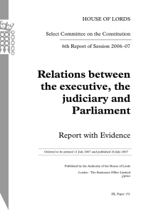 Relations between the executive, the judiciary and Parliament