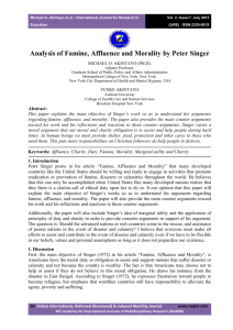 Analysis of Famine, Affluence and Morality by Peter Singer