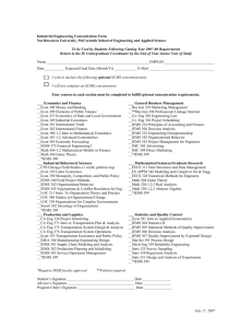 Industrial Engineering Concentration Form Northwestern University