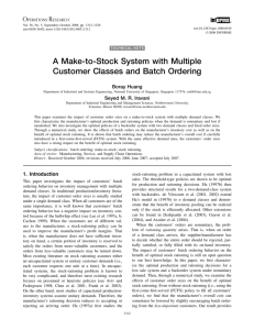 Technical Note—A Make-to-Stock System with Multiple Customer