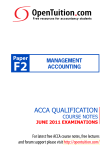 ACCA Paper F2 Management Accounting