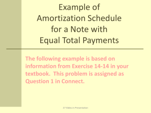 Example of Amortization Schedule for a Note with Equal Total