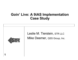 Goin' Live: A 9iAS Implementation Case Study